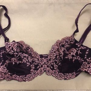 Pink and purple lace bra